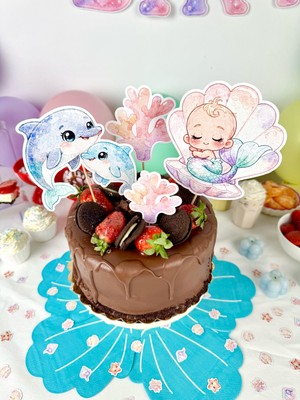 Fluparty Deniz Dünyası Temalı Pasta Süsü - Little Pearl Cake Topper