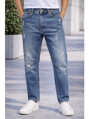 İnce Moda Giyim Erkek Relax Fit Yıkamalı Jean Pantolon