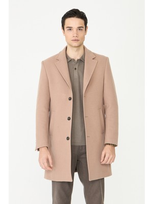 White Stone Bej Astarlı İç Cepli Kaşe Kaban Regular Fit