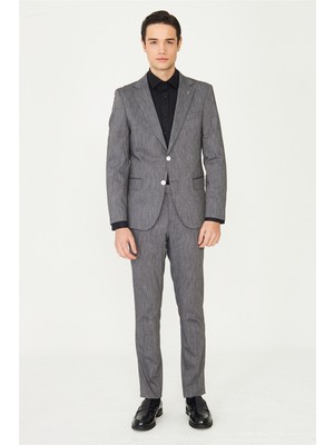 White Stone Gri Dokulu Modern Kesim Erkek Takım Elbise