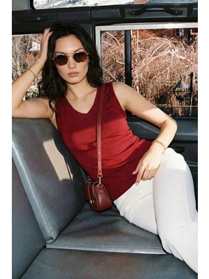Lela Kalın Askılı V Yaka Bluz Bayan Bluz 5864384