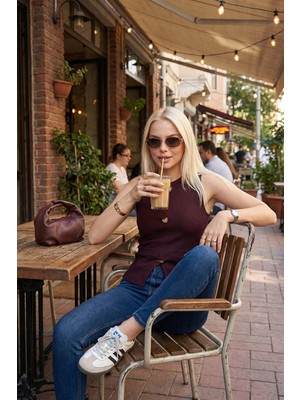 Lela Fittted Fit Bisiklet Yaka Aksesuar Detaylı Bluz Bayan Bluz 5866475