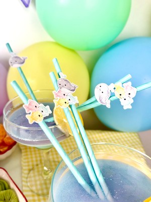 Fluparty Minik Deniz Kızı Pipet Seti - Little Mermaid Figürlü Parti Pipeti