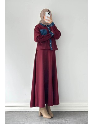 Lamelif Garnili Scuba Takım Bordo