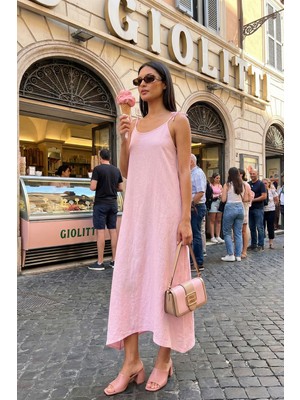 Lela Regular Fit Ip Askılı Uzun Elbise Bayan Elbise 5865732