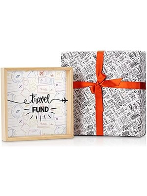 Renklimestore Seyahat Fonu Tasarımlı Ahşap Kumbara Kutusu