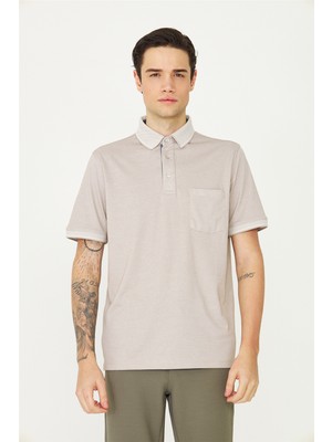 White Stone Bej Polo Yaka T-Shirt