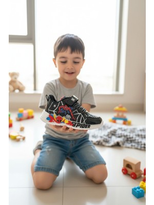 Enoch Örümcek Adam Figürlü Örümcek Ağı Grafik Desenli ve Cırtlı Sportif Çocuk Ayakkabı