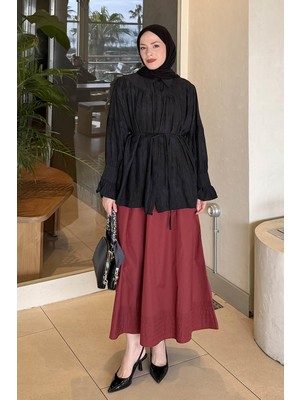 Lamelif Roba Detaylı Gömlek Siyah