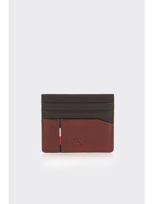 White Stone Kahverengi Premium Yatay Deri Erkek Kartlık