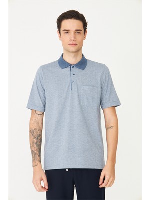 White Stone Indigo Polo Yaka T-Shirt