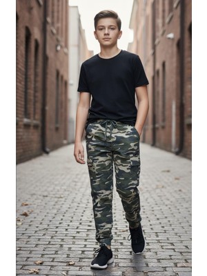 Black Steel Garson Boy Erkek Kamuflaj Oantolon