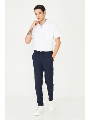 White Stone Lacivert Beli Bağcıklı Modern Kesim Jogger Erkek Pantolon