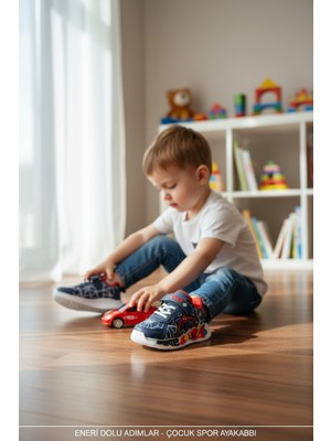 Enoch Örümcek Adam Figürlü Örümcek Ağı Grafik Desenli ve Cırtlı Sportif Çocuk Ayakkabı