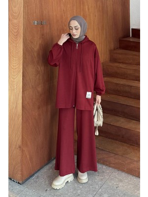 Lamelif Arma Detaylı Ikili Takım Bordo