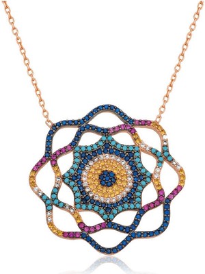 Aya Diamond Gümüş Yaşam Güneşi Nazar Bayan Kolye