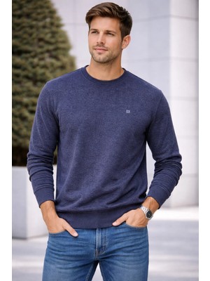 İnce Moda Giyim Erkek Basic Bisiklet Yaka Uzun Kollu Sweatshirt