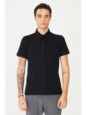 White Stone Siyah Polo Yaka T-Shirt