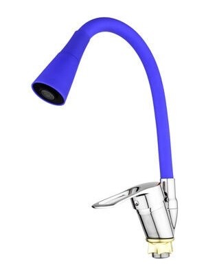Senson Oynar Başlıklı Çelik Spiral Üzeri Silikon Kaplama Musluk Başlığı Kobra Fonksiyonlu Musluk - Mavi - Lisinya