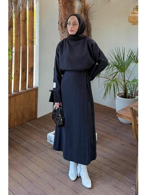 Lamelif Eteği Bağlama Detaylı Takım Siyah