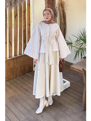 Lamelif Scuba Etekli Ikili Takım Bej