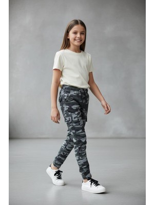Black Steel Garson Boy Kız Kamuflaj Pantolon