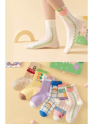 6 Çift Kadın Desenli Tarz Çorap