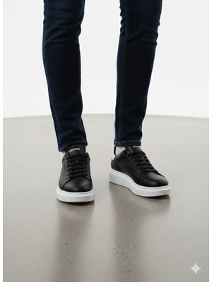 Romex Erkek Siyah Günlük Sneaker – Bağcıklı, Hafif ve Rahat Spor Ayakkabı