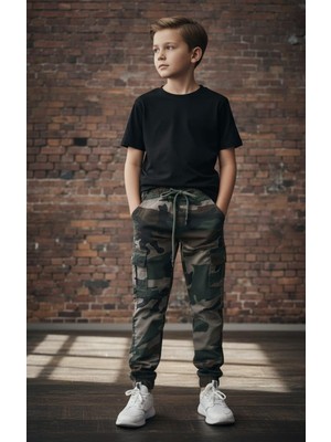 Black Steel Garson Boy Erkek Kamuflaj Oantolon