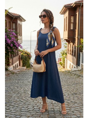 Lela Regular Fit Ip Askılı Uzun Elbise Bayan Elbise 5865732