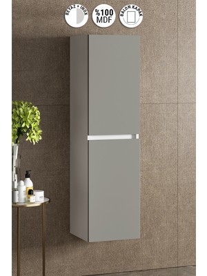 Özceden Yıldız 35*130 cm Beyaz-Inox Balon Mdf Asma Banyo Boy Dolabı