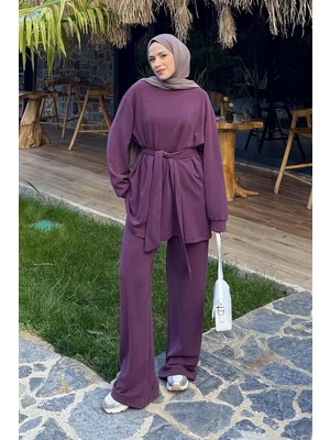 Lamelif Bağlama Detaylı Ikili Takım Bordo