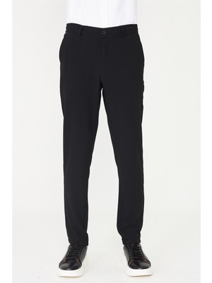White Stone Siyah Klasik Kesim Kumaş Pantolon Slim Fit