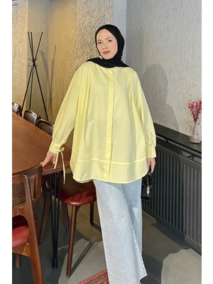 Lamelif Manşeti Biyeli Tunik Sarı