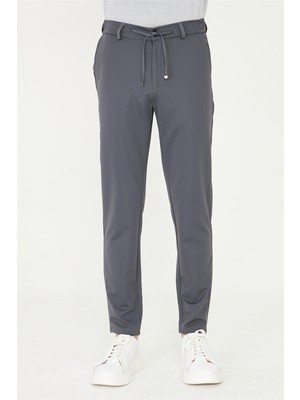 White Stone Antrasit Modern Kesim Bağcıklı Smart Casual Jogger Pantolon