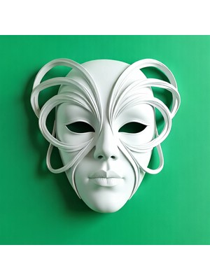 3D Tasarım Kişiye Özel Tasarım Mask Ham Beyaz Renkte Gönderilir Boya Size Aittir