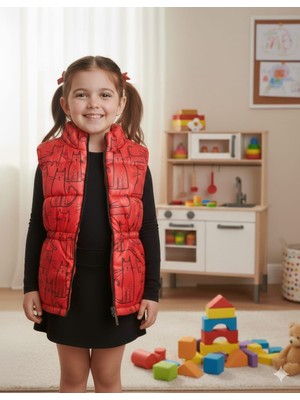 Kedi Desenli Kemerli Kız Çocuk Yelek