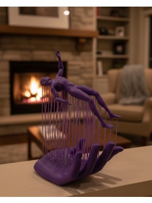 Senson 3D El Insan Figürü Mor Modern Masa Üstü Ev ve Ofis Dekoru - Lisinya