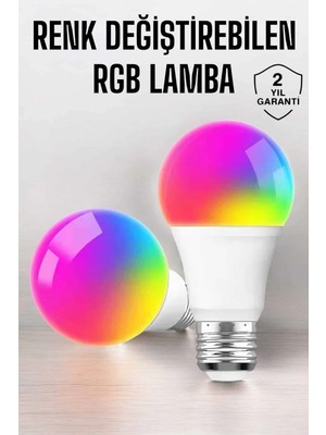 K-Yonlineticaret Renk Değiştirebilen Rgb Işıklı LED Ampul A+Enerji 15 Watt LED Işık