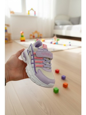 Enoch Yan Şerit Nakışlı ve Cırtlı Sportif Çocuk Ayakkabı