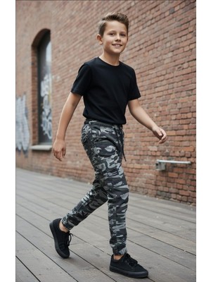 Black Steel Garson Boy Erkek Kamuflaj Oantolon