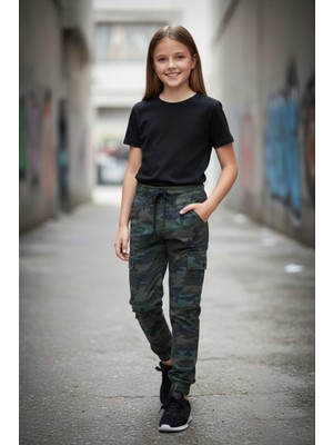 Black Steel Garson Boy Kız Kamuflaj Pantolon