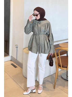 Lamelif Roba Detaylı Gömlek Haki