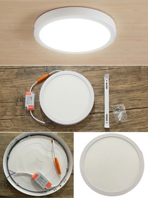 Endüstriyel Ümit Yapı Market 18W Sıva Üstü LED Panel Yuvarlak 1440 Lümen 6500K Beyaz Işık Tavan Armatürü