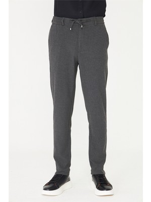 White Stone Antrasit Dokulu Bağcıklı Smart Pantolon