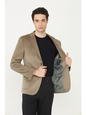 White Stone Açık Yeşil Fitilli Kadife Slim Fit Blazer Ceket Erkek Regular Kalıp Şık Tasarım