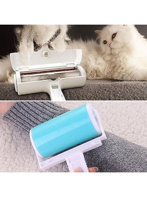 Renklimestore -Hazneli Kedi&köpek Tüy Temizleyici Kıl Toz Toplayıcı + Yıkanabilir Tüy Toz Toplama Rulosu