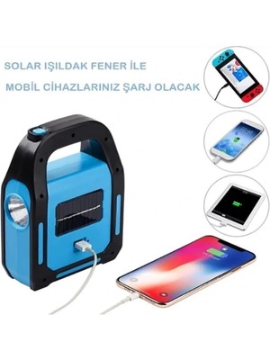Güneş Enerjili Işıldak ve Powerbank Özellikli Kamp Lambası