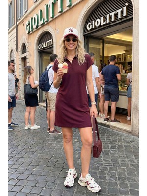 Lela Regular Fit Polo Yaka Mini Elbise Bayan Elbise 5866153