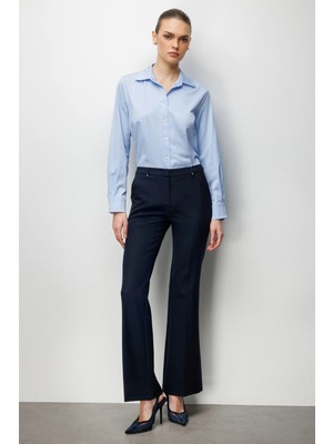 Ekol Kadın Yüksek Bel Ispanyol Paça Pantolon 4004 Lacivert